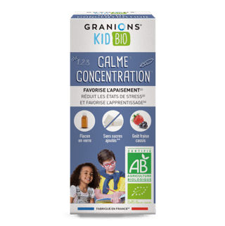 Kid Bio Calme Concentration - Solution Buvable aux Plantes - Goût Fraise Cassis - 125 ml