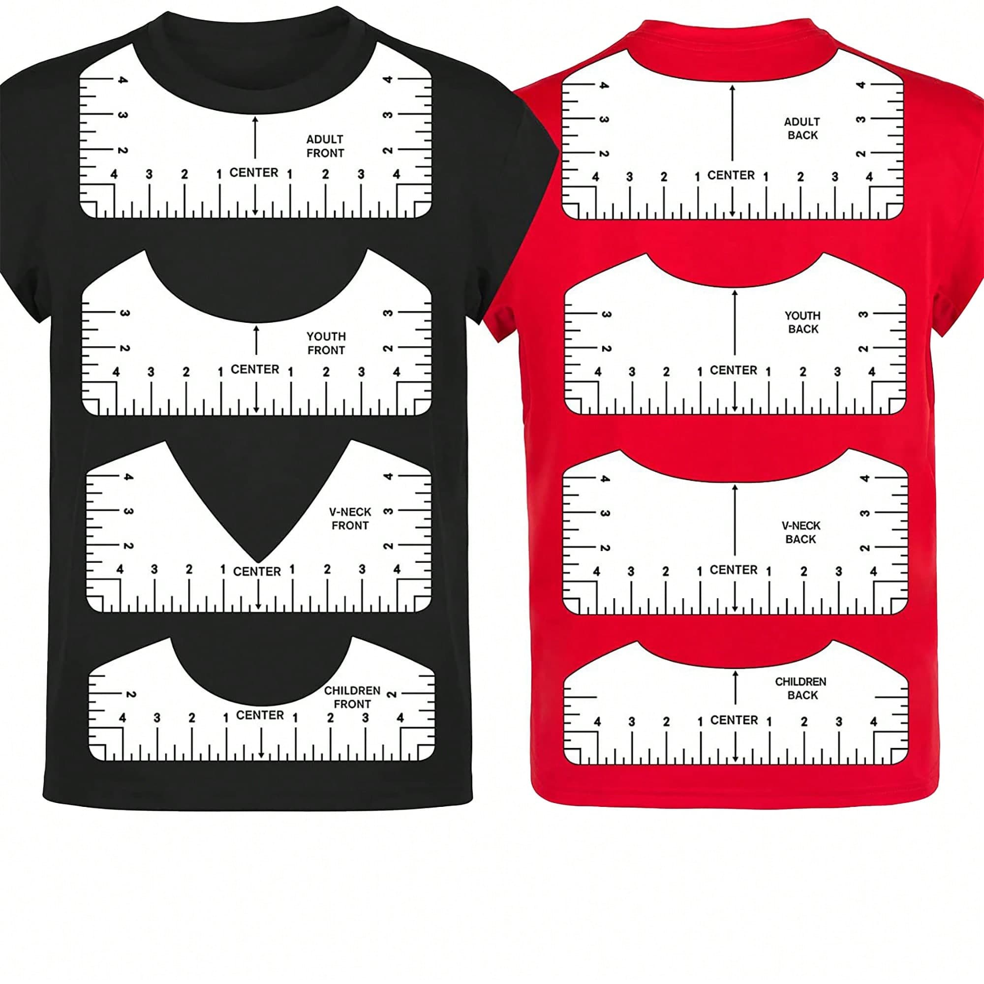 8 Pièces De Règle T-shirt Pour L'alignement Du Vinyle, Des Règles Pour T-shirt Pour Centrer Les Designs, Modèle De Mesure En Pvc, Accessoires De