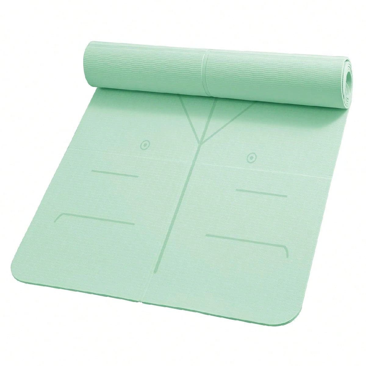Tapis de yoga pliable de 4 mm en matériau TPE, lignes d\"alignement pour guider la posture d\"exercice, facile à ranger et à transporter