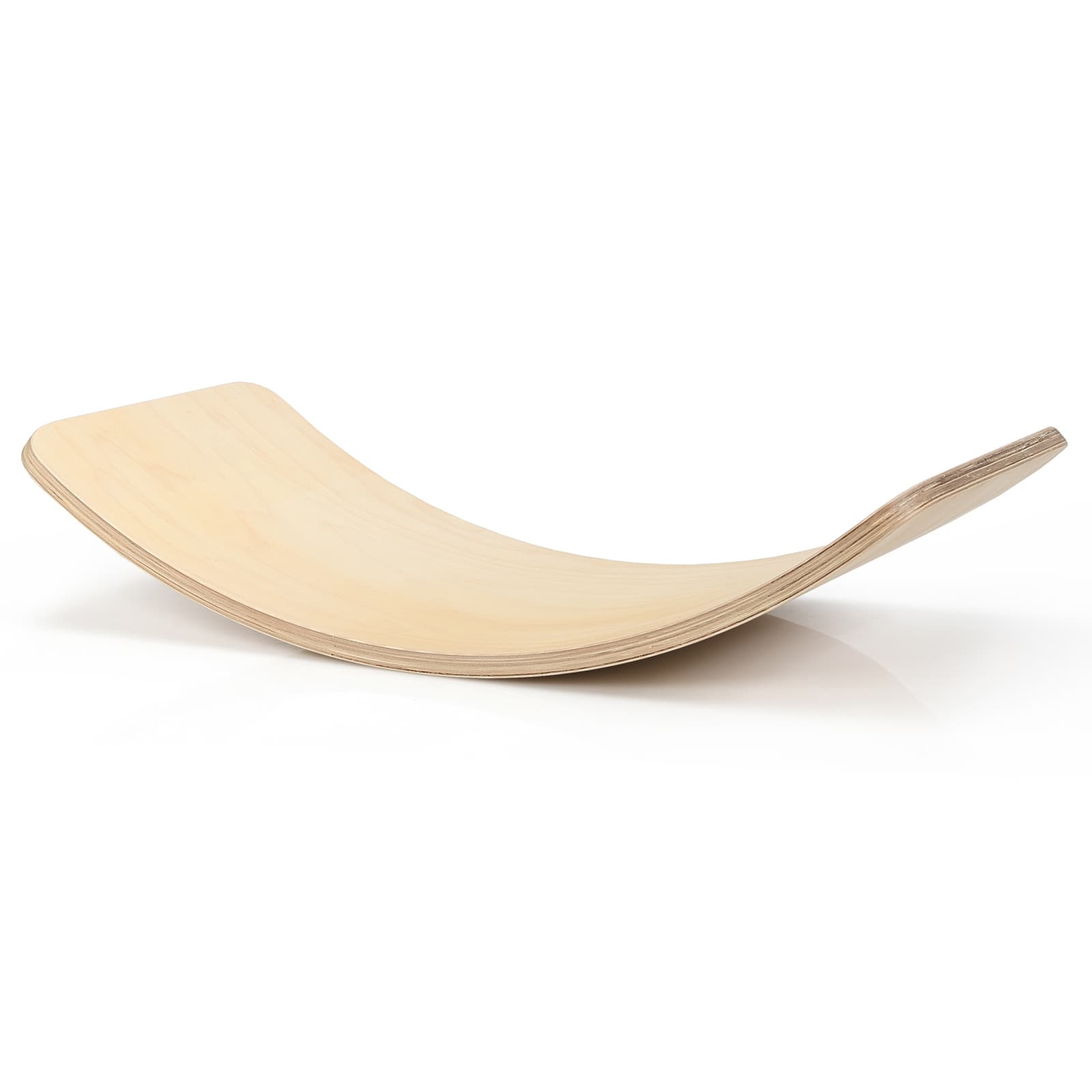 CostwayPlanche à Bascule en Bois Incurvée avec Feutre Charge 220KG pour Adultes et Enfants 90 x 30 x 19CM