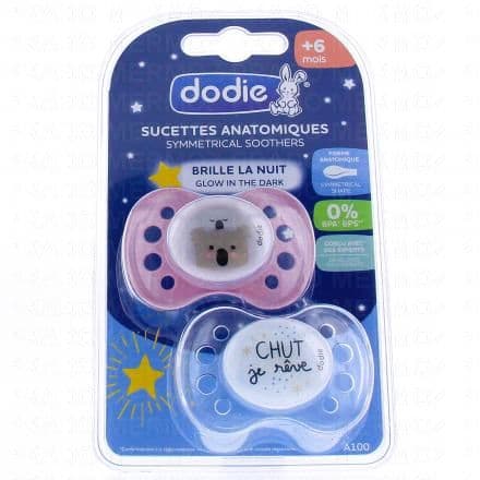 DODIE Sucettes anatomiques nuit +6mois rose